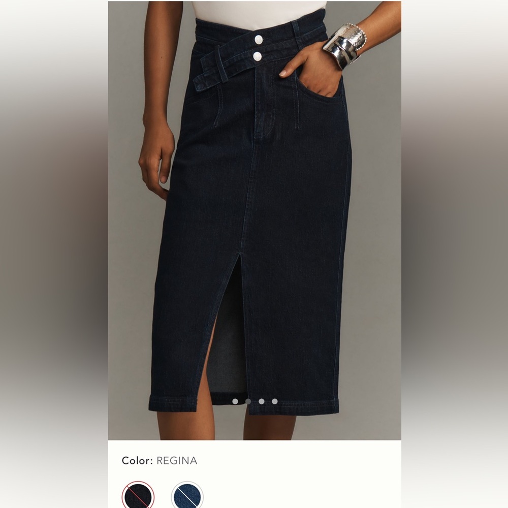Anthropologie Arden Dark Denim Midi Skirt